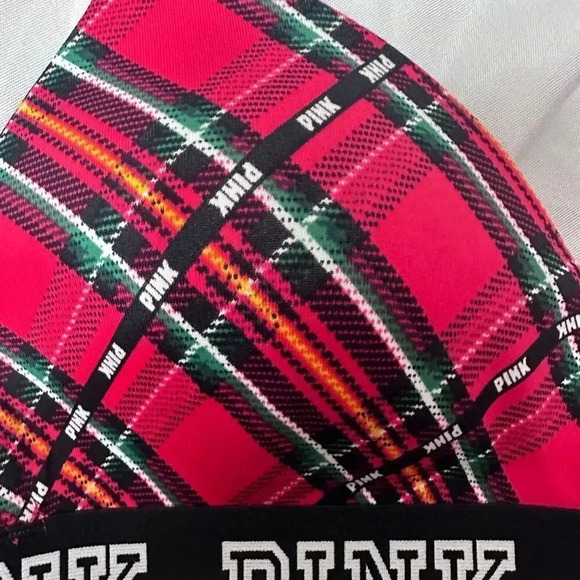 Pink Victoria’s Secret red plaid wear anywhere lightly lined bra size 34A - Picture 5 of 12